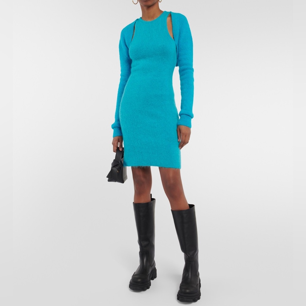 GANNI Alpaca and wool-blend minidress